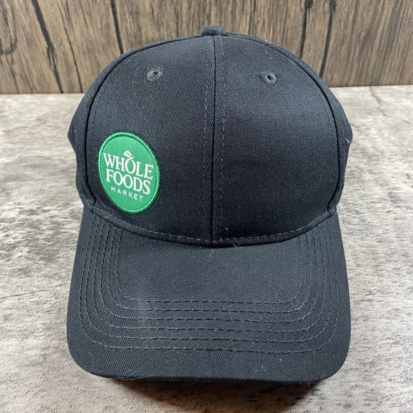 Whole Foods Market Employee Adjustable Black Cap Hat OSFM Unisex Organic Cotton - Picture 2 of 7
